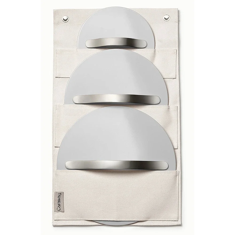Caraway Home Fabric Pot Pan Lid Holder Organizer Cream Beige Kitchen Storage